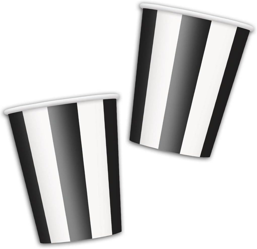 12oz Black Striped Paper Cups, 6ct