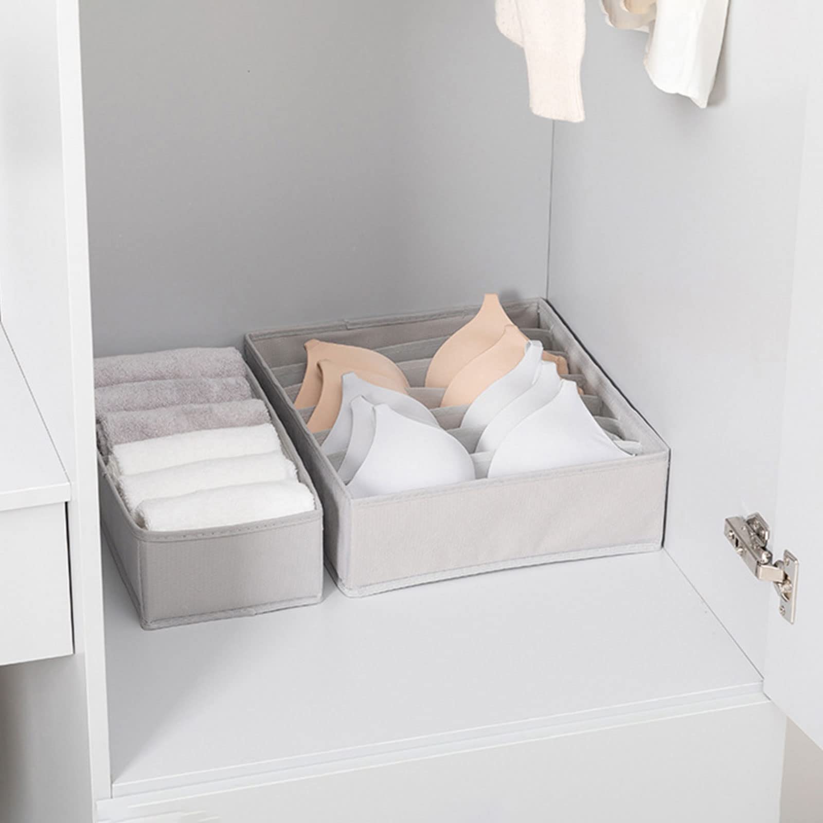 Ondergoed Lade Organizer, 3 stks Kast Ondergoed Organisatoren Lade Verdelers Opvouwbare Kast Opbergbakken Doos voor Beha Sokken Stropdassen Sjaals (Color : Grijs