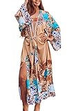 ★【Excelente diseño】★: diseño tropical y sexy con vestido, cuello en V o cuello redondo, manga de Batwing, te hace elegante y encantador