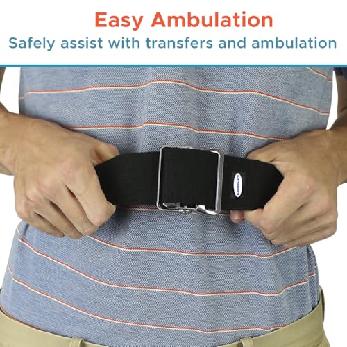 Image of KosmoCare Gait Belt | Transfer Assist with Quick Release Metal Buckle | Medical Safety Strap for Elderly, Disabled & Therapists | 60 Inch Adjustable | Load Capacity 150 kg | Black