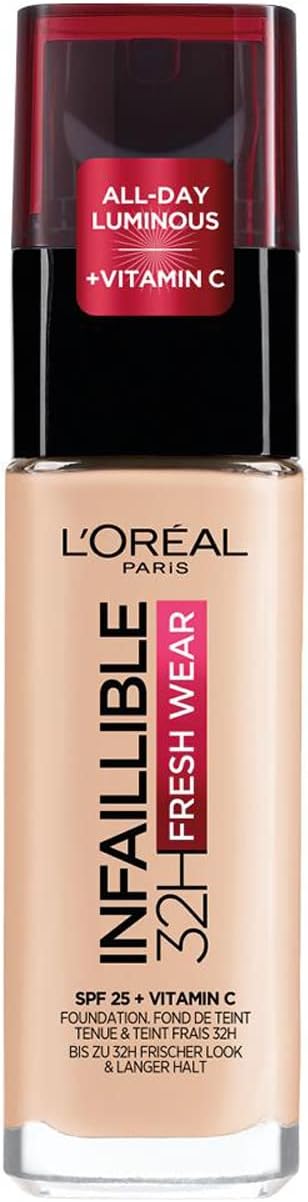 L’Oréal Paris Infaillible 32HR Fresh Wear Foundation – 20 – Long-lasting Foundation with SPF 25 and Vitamin C – 30ML