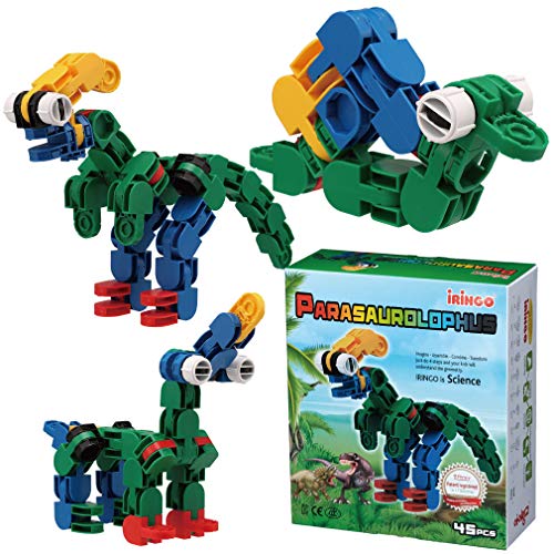 iRiNGO 45ピース 知育玩具 恐竜 飛行機 3歳から 回転時に音がする ブロック 立体パズル