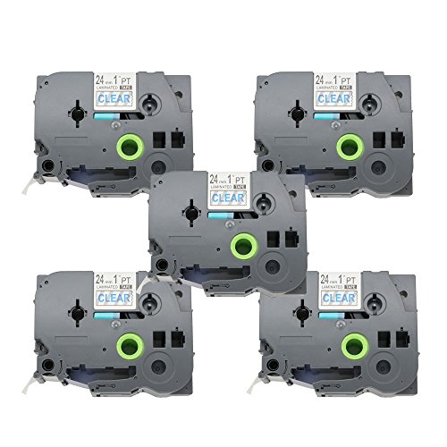 BROVACS 5 Pack Blue on Clear Label Tape Compatible for Brother P-Touch TZ 153 TZe 153 24mm 1" OPA1115Cx5