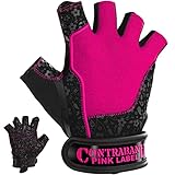 Contraband Pink Label 5127 Womens Weight Lifting Gloves w/ Comfort-Soft Interior Padding (PAIR) (Black/Pink, Medium)
