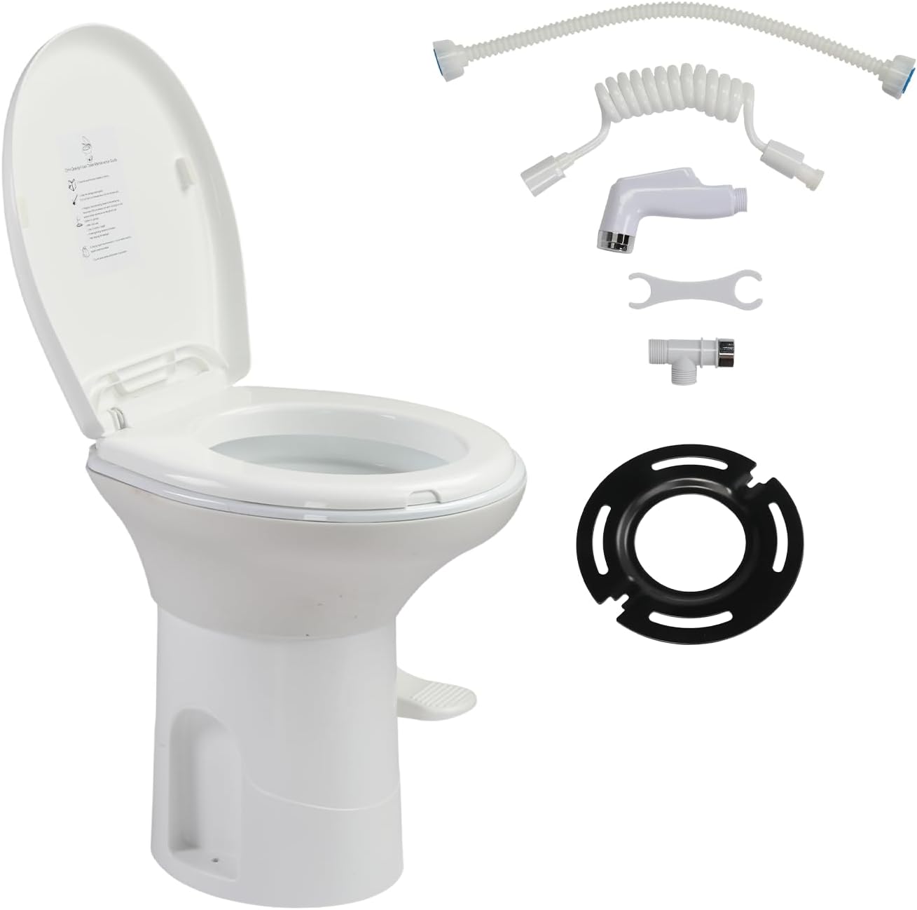 VINGLI RV Toilet, Gravity Flush Toilet with Foot Pedal Flush, Standard Height Gravity Camper Toilet For RVs, Trailers, and Outdoor Campers