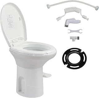 VINGLI RV Toilet, Gravity Flush Toilet with Foot Pedal Flush, Standard Height Gravity Camper Toilet For RVs, Trailers, and Outdoor Campers, Enamel Bowl