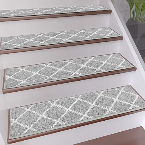 Non Slip Carpet Stair Treads - For Wooden Steps With Double Adhesive Tape Set Of 15, Grip Tape Anti Slip Tape For Stairs, Indoor Stair Carpet Covers Runner Rugs Mats, 8"X30" #TOP29