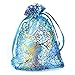 LISRUI Sac-Cadeau en Organza Sac en Mousseline d'or Sac en Tissu de Gaze de Neige Bijoux Sac d'emballage de Banquet de Mariage Bleu 10X15