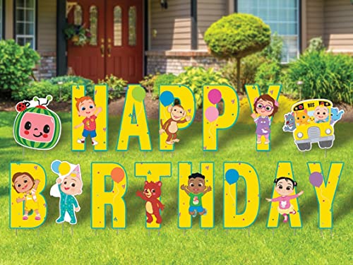 CoComelon Happy Birthday Yard Signs with Metal Stakes 16 Letters