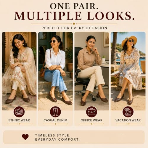Image of TRASE Traditional Jutti for Women & Girls | Flat Sole, Soft Lining, Cushion Footbed | Casual Wear & Comfortable Ethnic Footwear for Wedding & Festive