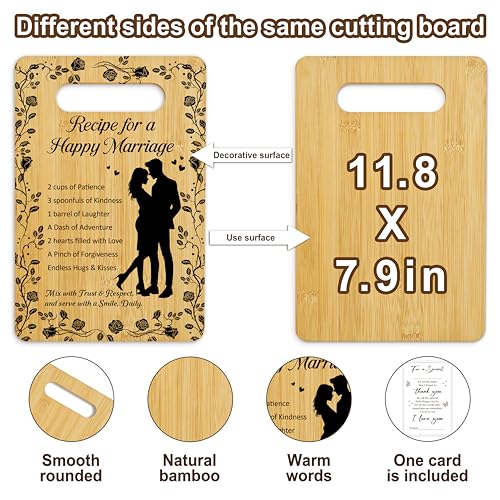 Tablero de corte personalizado de bambú para bodas, regalo para recién casados, decoración de cocina, ideal para queso, frutas, carnes y verduras - 10 miniatura 2