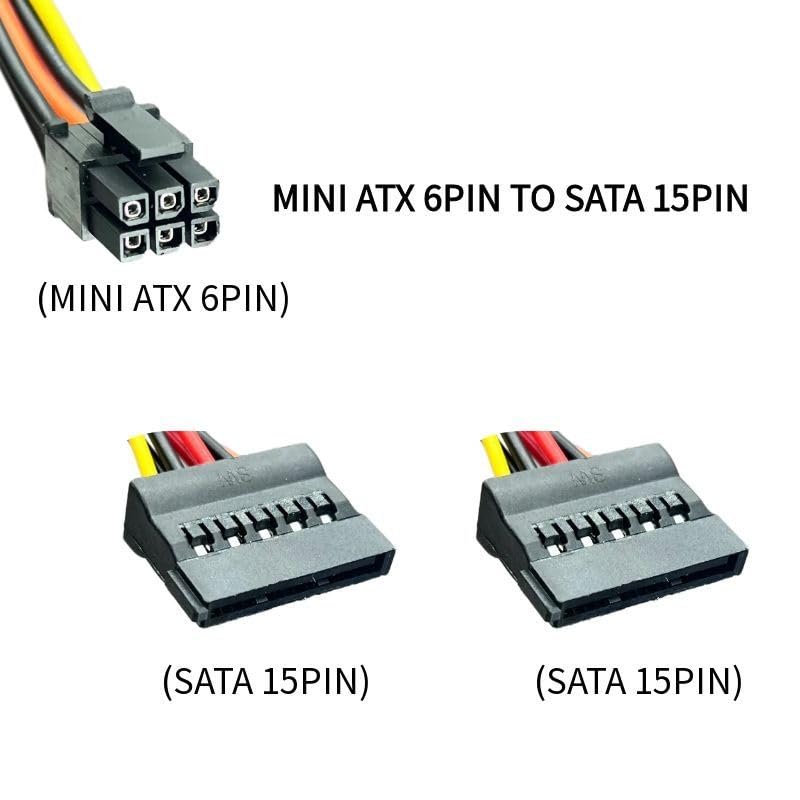 SATA Hard Drive Cable for Dell Mini 6-pin Power Connector Compatible with CT1250 ETC1250 QBT1250 QCT1250 QCS1250,15 pin SATA to 6-pin Hard Drive Power Adapter (for HDD/SSD) 13.78+5.91in