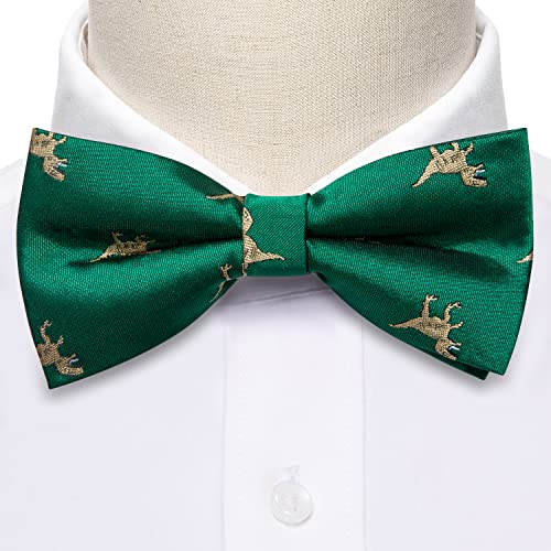 Image of Barry.Wang Paisley Striped Bow Tie for Men Silk Pre-Tied Bowtie Pocket Square Cufflinks Set Formal Wedding Party Prom
