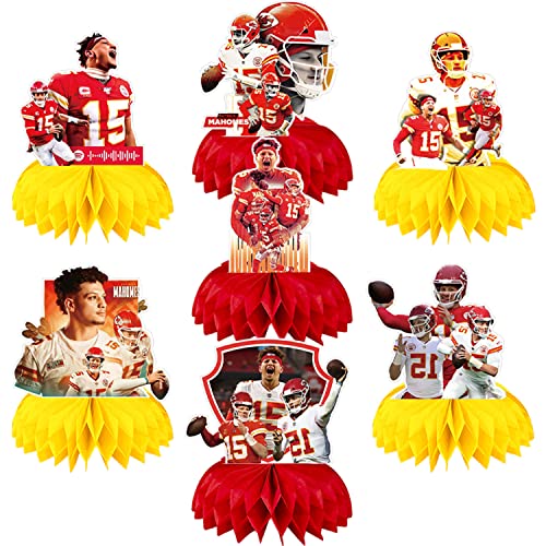 Patrick Mahomes Party Decorations Honeycomb Centerpiece, 7 Pieces American Football Star Theme 3D Double Side Cake Toppers Table Centerpieces, Photo Backdrop For Kids Adults Birthday Party Decorations #TOP20