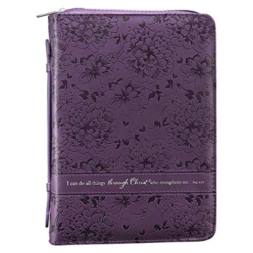 Christian Art Gifts Purple Faux Leather Bible Cover for Women | All Things