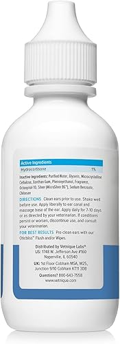 Vista 9 de Vetnique Labs Oticbliss - Gotas para los oídos de fuerza veterinaria con MicroSilver BG y Oticbliss Advanced Cleaning Wipes XL (60 unidades)