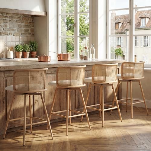TYBOATLE Swivel Rattan Bar Stools