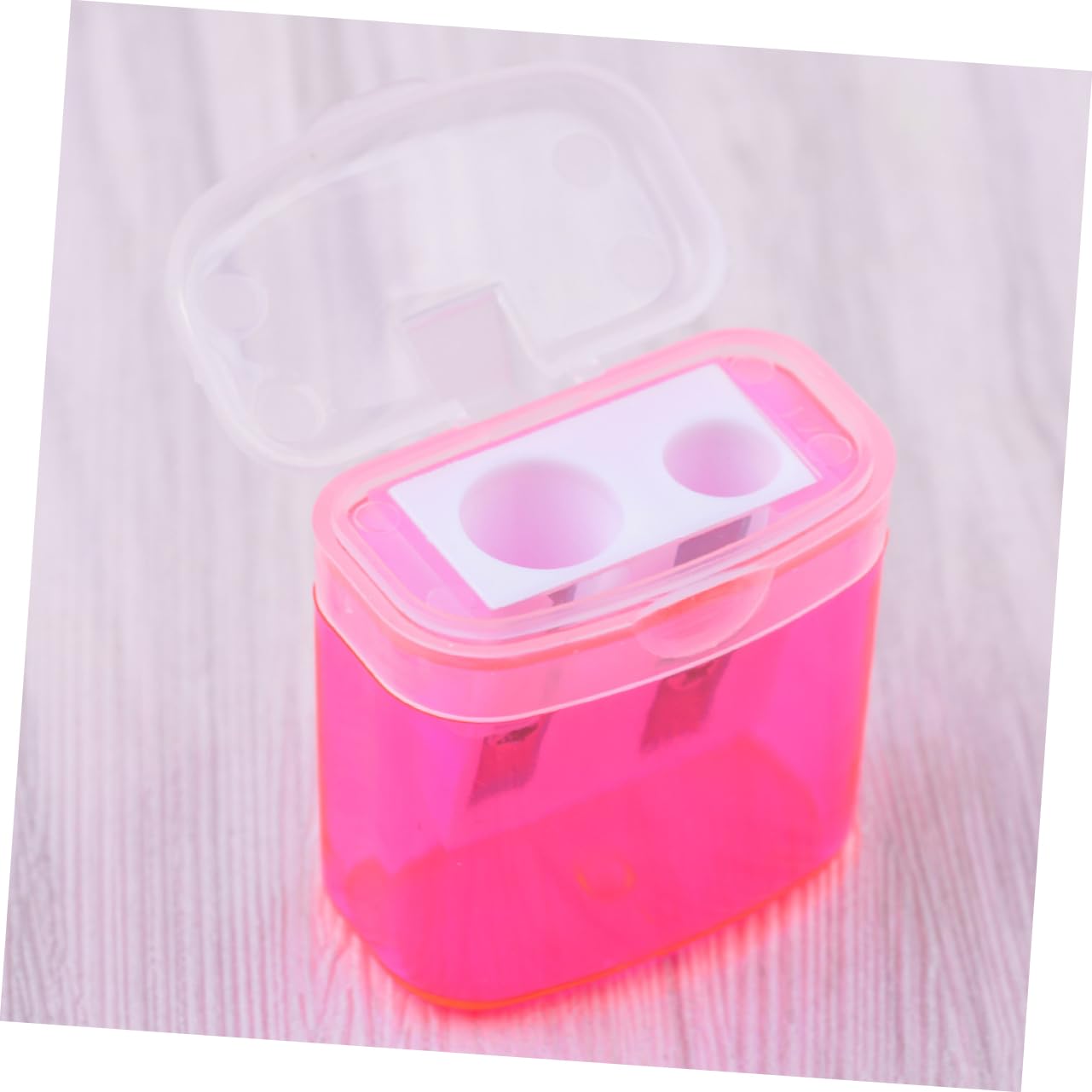 WOONEKY Equipped Lid Box 12pcs Manual Plastic Pencil Sharpener Double Hole for Student School Office Color