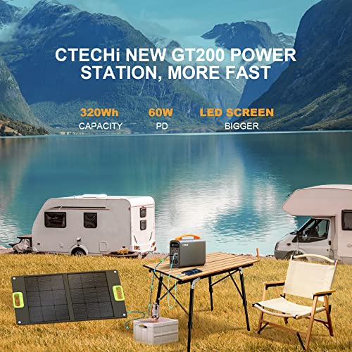 CTECHi Portable Power Station 320Wh, LifePO4 Battery for Camping, Solar Powered Generators for Home Use, 240W Emergency Battery Backup Power Supply for Outdoor Travel, Camping and CPAP