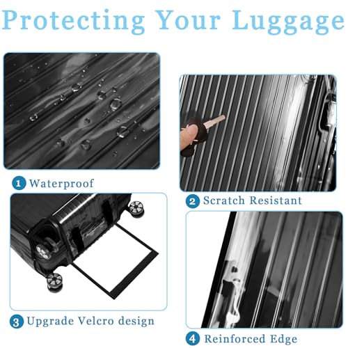 1 Pack Clear Luggage Cover Protector, 28 Inch PVC Suitcase Cover Protectors Waterproof Luggage Covers for Wheeled Suitcases Dustproof Suitcases Covers for Luggages4