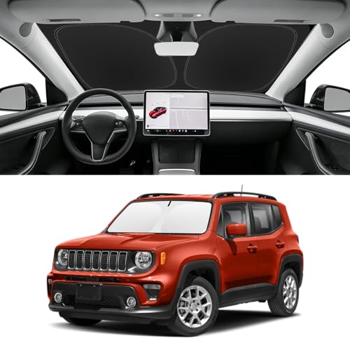SLOGENTO Custom Fit Windshield Sun Shade for Jeep Renegade 2015-2023, Blocks UV & Heat, Front Window...