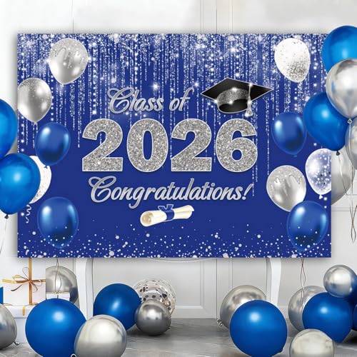 Bannière de classe 2025 grand format 2,1 x 1,5 m bleu argenté - 6