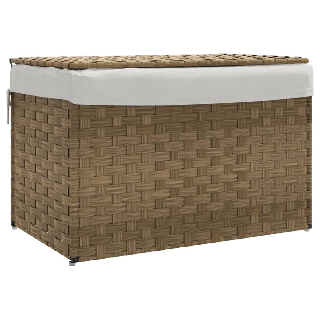 Poly rattanowy kosz na pranie z pokrywką 55 x 35 x 34 cm