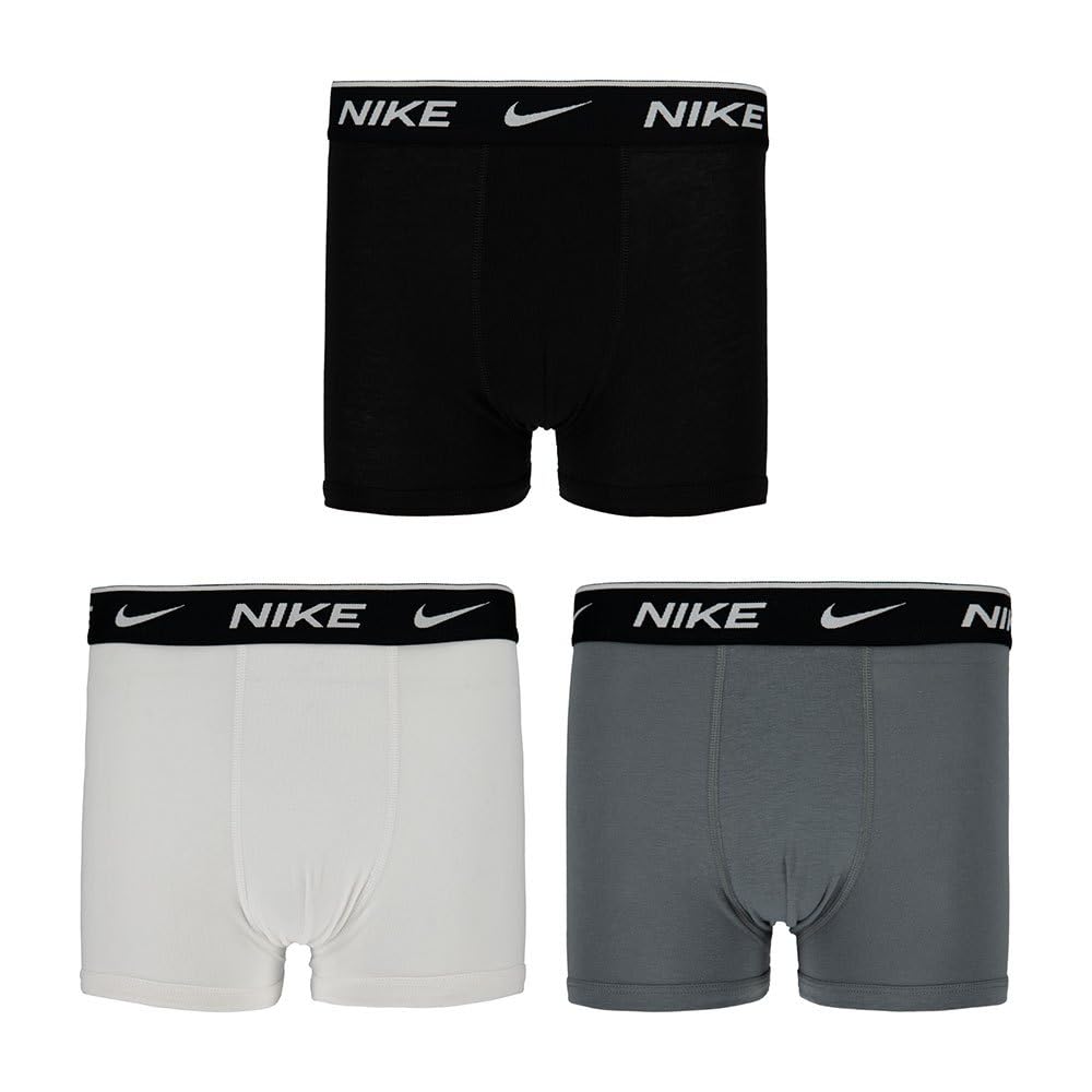 Nike Boy's E Day Cotton Stretch 3 Boxer Shorts, Black/White, 11/13 Years