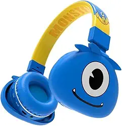 Fone Ouvido Bluetooth Infantil Mostrinhos Sem Fio Kids 4 Cores Divertidas (AZUL)