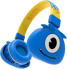 Fone Ouvido Bluetooth Infantil Mostrinhos Sem Fio Kids 4 Cores Divertidas (AZUL)