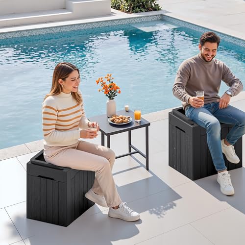 image for Devoko 30 Gallon Resin Deck Box 2 Pack Outdoor Indoor Waterproof Stora