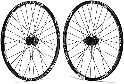 BUCKLOS Mountain Bike Wheelset 26/27.5/29 Inch, Aluminum Alloy Rim 32H Disc Brake MTB Wheelset, Quick Release Front Rear Wheels Black Bike Wheels, Fit 7-11 Speed Cassette Bicycle Wheelset