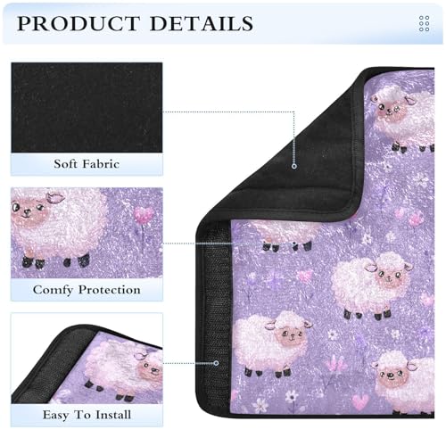 Image of 2 Pack Seatbelt Covers Seat Belt Cover Pad for Adults Boys Girls Car Seat Strap Covers Pads Cushion Universal Shoulder Strap Pad Protector for Backpack Camera Bag 6.5 Inch Purple Cute Floral Sheep