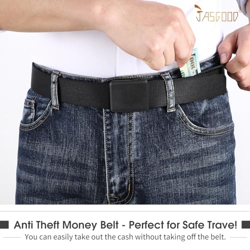 Image of Travel Security Money Belt with Hidden Money Pocket - Cashsafe Anti-Theft Wallet Unisex Nickel free Nylon Belt by JASGOOD