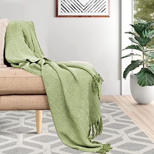 Herringbone Throw for Sofa and Bed Large 3 Seater Sofa Throw, Single