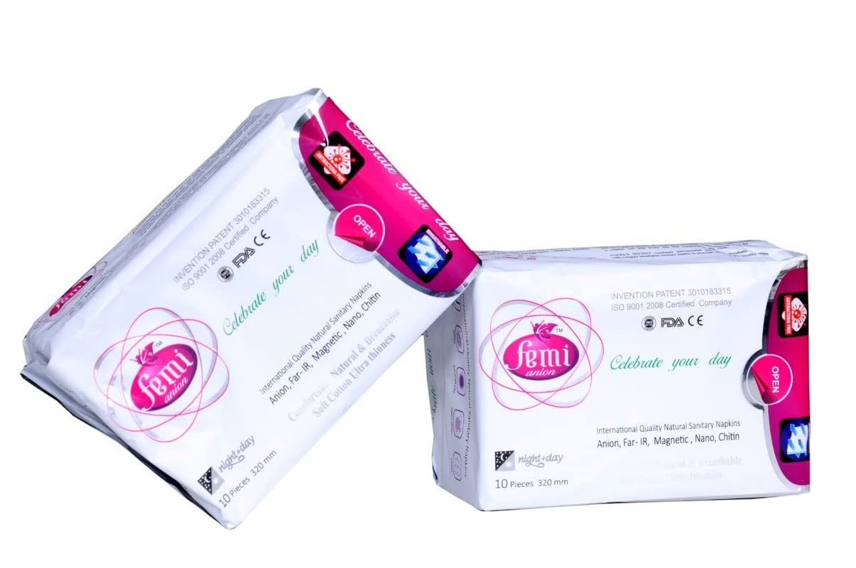 Femi Anion Sanitary Napkin 320mm - XXL - 10 Pieces/Pack - Pink - Unscented Cotton Sanitary Pads Extra Comfort, Pack Of :1 (B0BVBGS6K4) Amazon Price History, Amazon Price Tracker