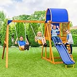 Sportspower Augusta Cedar Wooden Swing Set with Heavy...