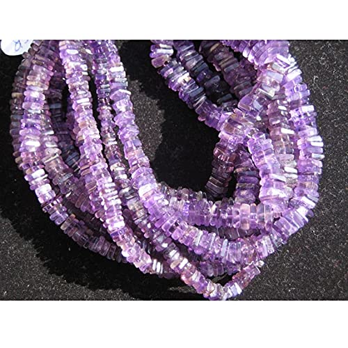 Perles améthyste naturelle de forme heishi carrée 4mm pour bijoux bohèmes