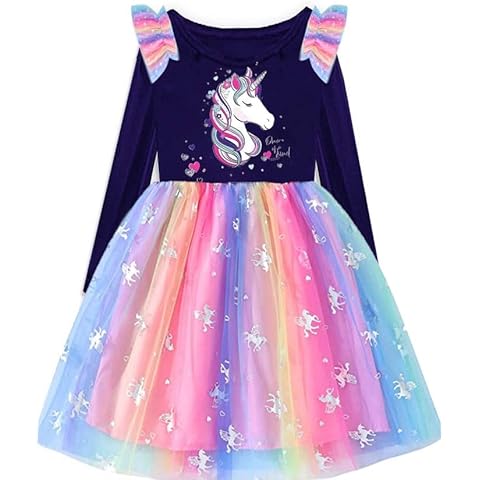 VIKITA Toddler Girls Dresses Winter Girl Clothes Long Sleeve Blue Tutu Dress for Little Kids 3-8 Years LH4872, 5T Cover