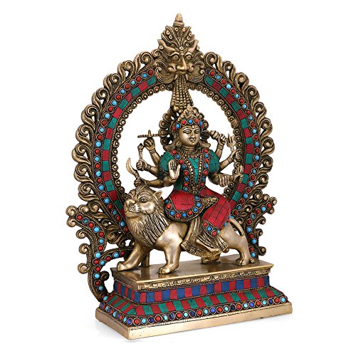 Image of Collectible India Brass Durga Idol, 15 Inches Height, Multicolour (Model Number: DTS105)