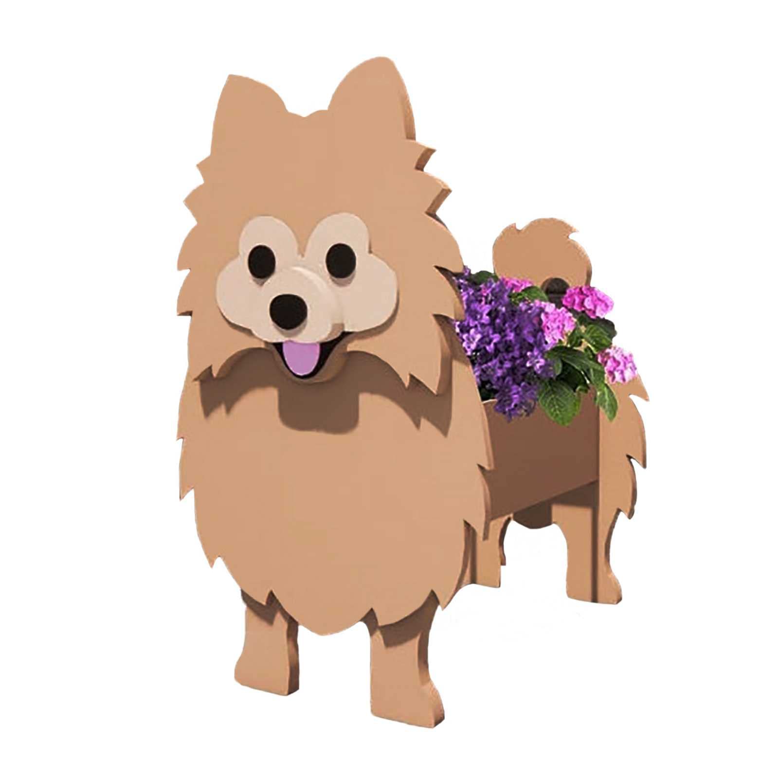 Jardin de cactus sur balcon avec le pot de fleur chien décoratif
