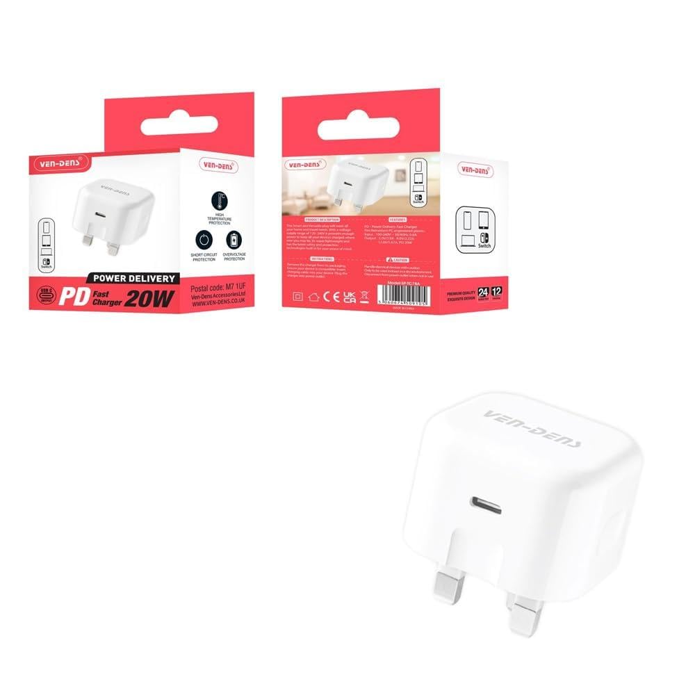 "PD 20W Fast Charger, Wall Plug Power Adapter, Quick Charge Type-C Charging Block for iPhone, iPad, Samsung Galaxy and More – White