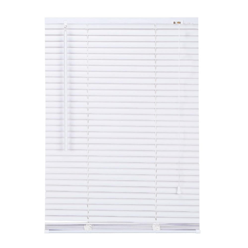 Apex Furnishings White Pvc Venetian Blinds - 25Mm Slats Easy Fit Pvc Window Blinds Child Safe Fittings Trimmable Curtains Windows Shutters For Home Office ( 210W X 150L Cm)
