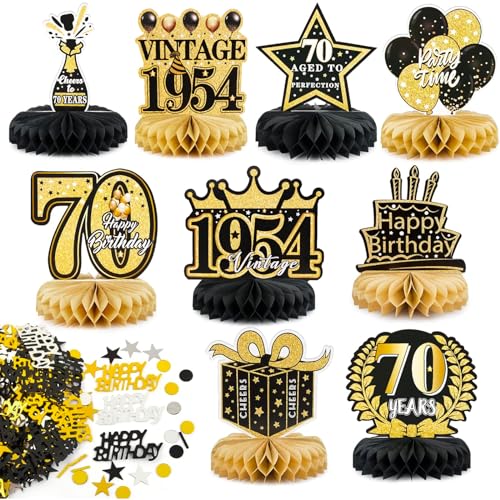 Shimmerz 70. Geburtstag Deko Set - Zahlenkerzen & Glitzer Cake Topper