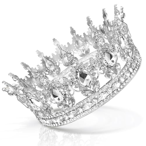 Coco Berming Couronne Ronde en Strass, Diadème de Mariée Scintillant, Tiare Baroque en Cristal pour Mariages, Anniversaires, Souvenirs Voyage, Fêtes, Salons...