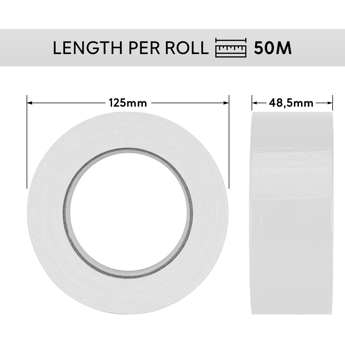 Packing - Cinta adhesiva (24 unidades, 50 m x 48 mm), color blanco