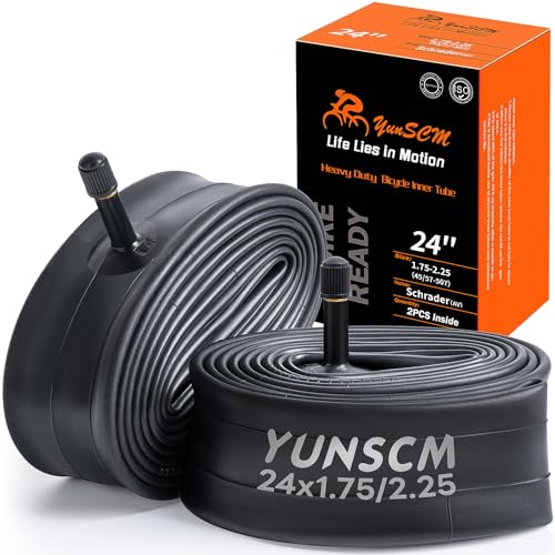 YunSCM 2本,24 1.95 チューブ肉厚,米式バルブ32mm,自転車チューブ 24x1.75/2.25,適用 24x1.75/24x1.95/24x2.0/24x2.1/24x2.125/24x2.25 マウンテンバイク、クロスバイク