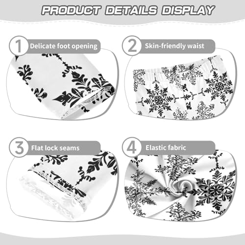 Snowflake Black and White Background Kids Girl's Legging Soft High Waisted Workout Pants Sports3