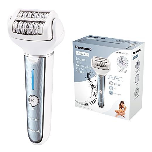 Panasonic Es-El2A-A503 Epilatore Elettrico Wet&Dry, Ampia Testina Multidirezionale Flessibile A 90°, Bianco Azzuro, ‎7 x 5 x 12 Cm