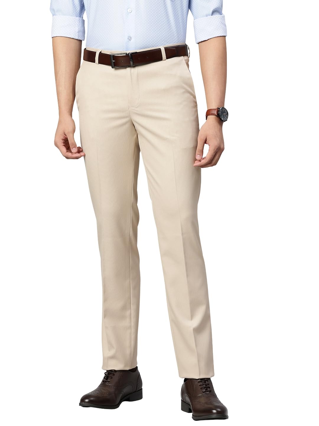 majestic man Men’s Slim Fit Solid Formal Trousers | Button and Zip | Side, Back Pockets | Italian Design | Office Wear/Executive Wear-picture-38